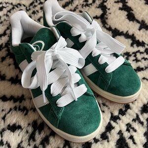 Adidas Green and White Retro Sneakers